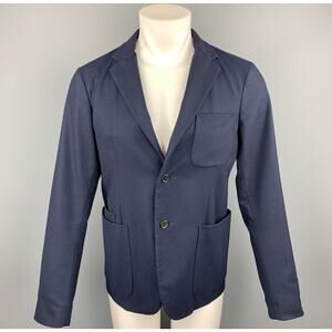 JIL SANDER Size 38 Navy Wool Notch Lapel Sport Coat